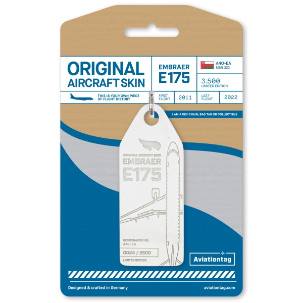 Aviationtag - Embraer E175 - A40-EA - weiß