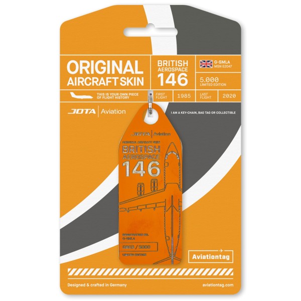 Aviationtag - JOTA BAe 146 - G-SMLA orange