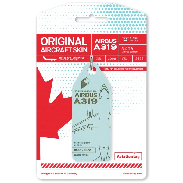 Aviationtag - Airbus A319 - C-GBIK - türkis