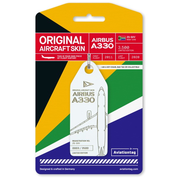 Aviationtag - Airbus A330 - ZS-SXV - weiß