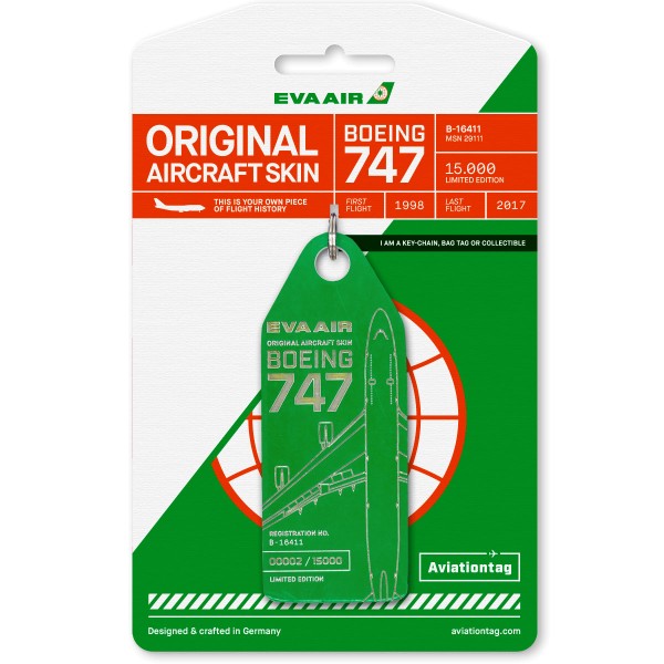 Aviationtag - Boeing B747 - B-16411 - grün