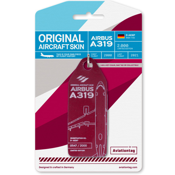 Aviationtag - Airbus A319 - D-AKNP - purple