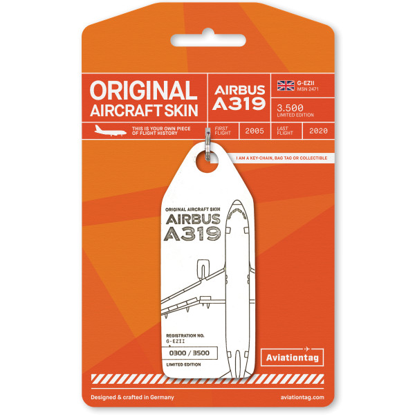 Aviationtag - Airbus A319 - G-EZII - weiss