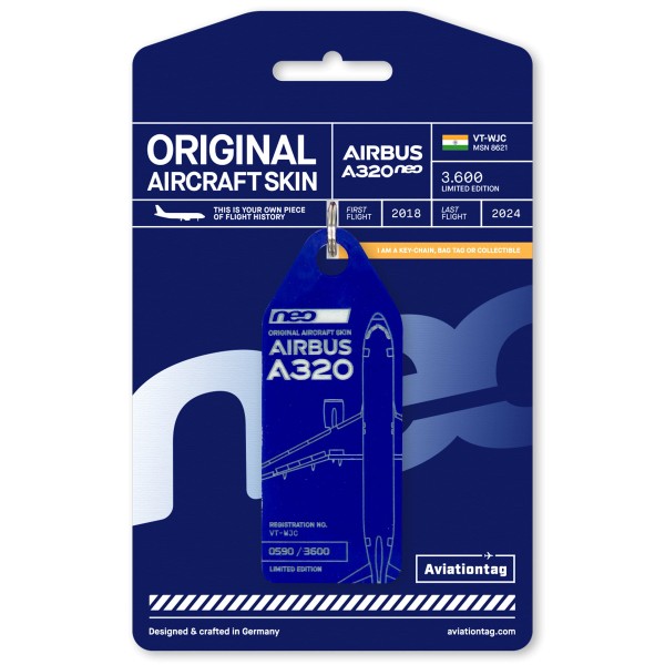 Aviationtag - Airbus A320neo - VT-WJC - blau