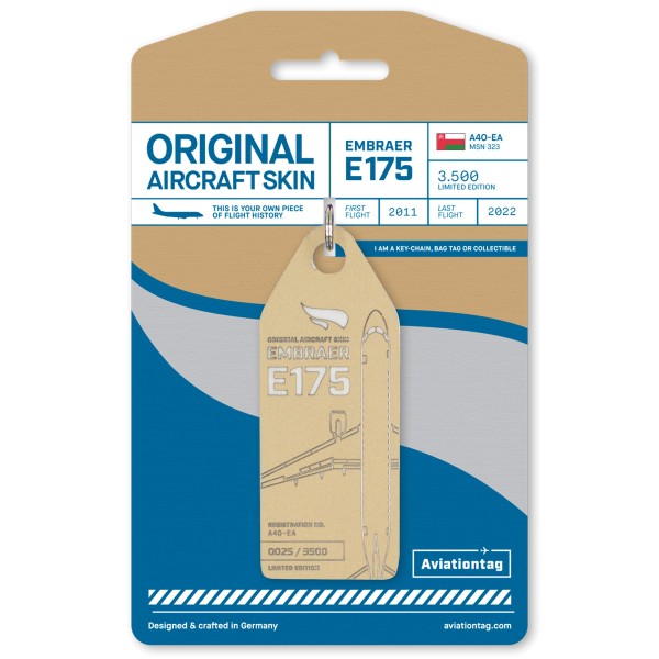 Aviationtag - Embraer E175 - A40-EA - gold