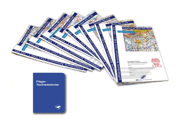 ICAO Luftfahrtkarten Deutschland 8 Blätter komplett mit Flieger-Taschenkalender