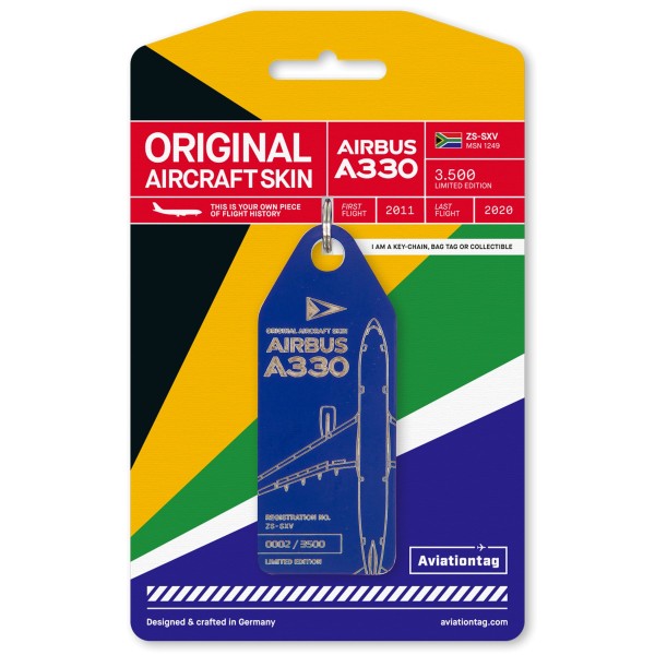 Aviationtag - Airbus A330 - ZS-SXV - blau