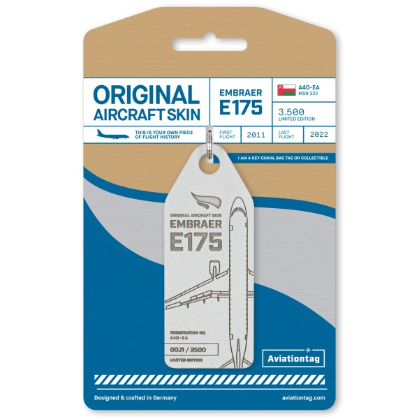 Aviationtag - Embraer E175 - A40-EA - silber