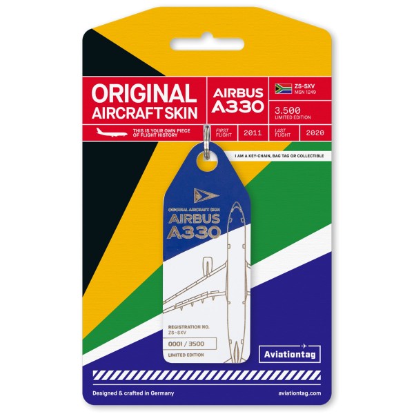 Aviationtag - Airbus A330 - ZS-SXV - mehrfarbig