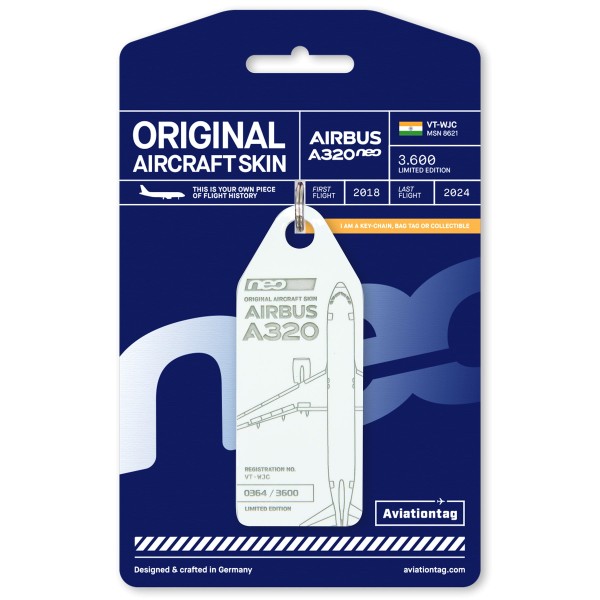Aviationtag - Airbus A320neo - VT-WJC - weiß